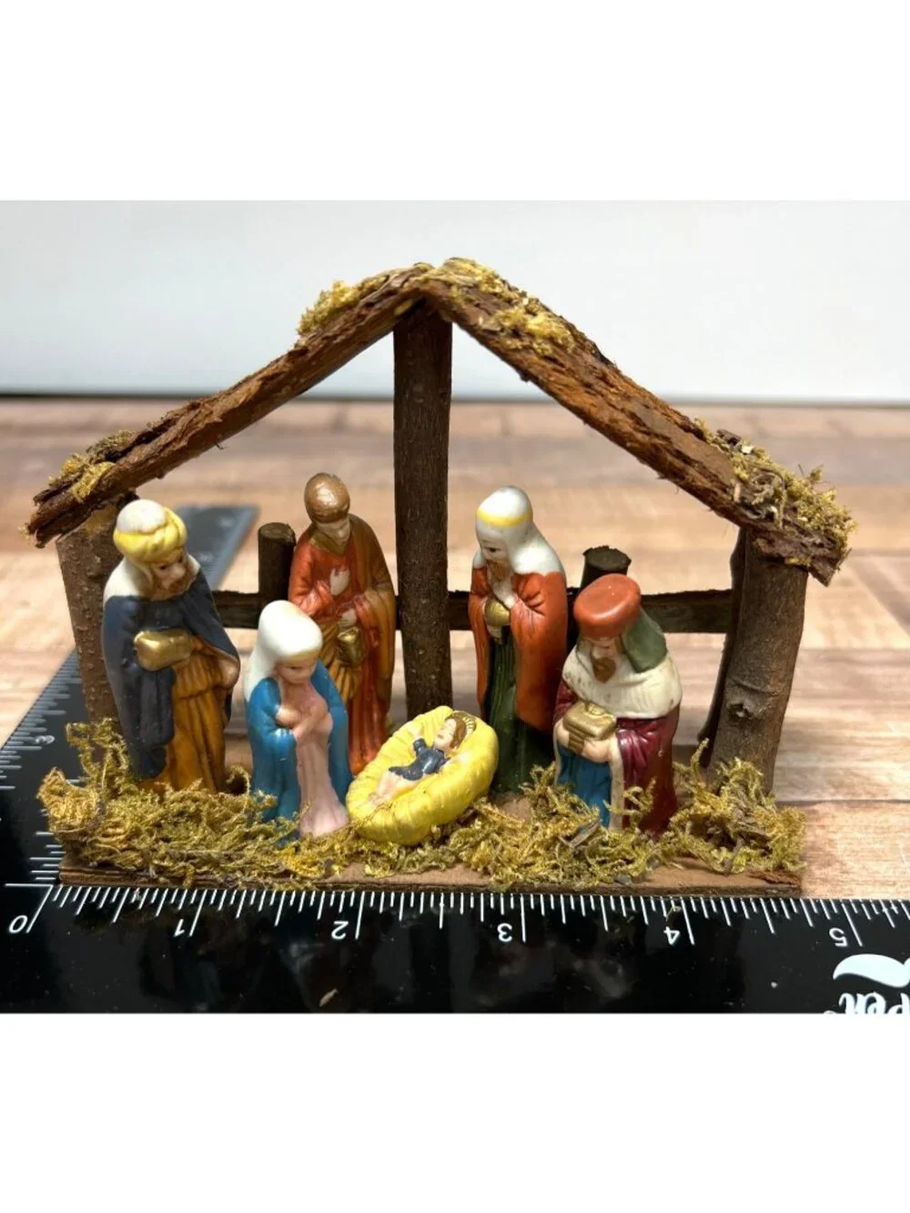 Handcrafted Christmas Nativity Set With Wood Stable